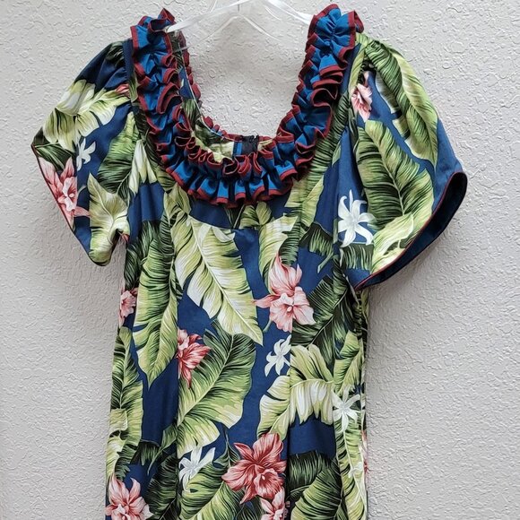 Vintage Karyl Kaye Beautiful Floral Print Hawaiian Mumu Misses Size 12 - Picture 1 of 7